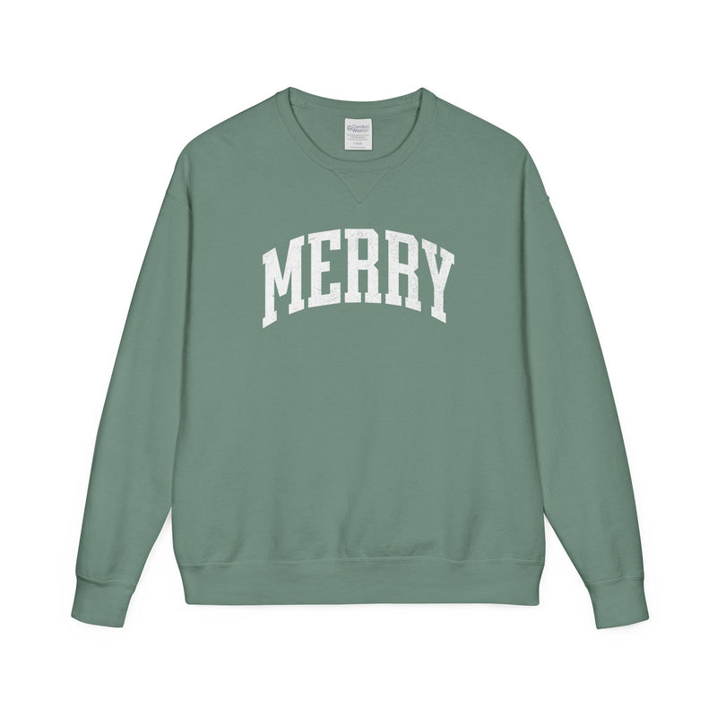 'Merry' Hanes Crewneck Sweatshirt for Christmas