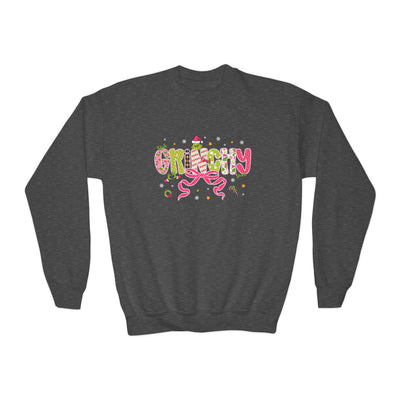 'Grinchy' Colorful Christmas Youth Gildan Crewneck Sweatshirt