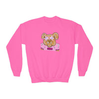 Bulldog with Pink Stars Gildan Youth Crewneck Sweatshirt