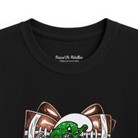 'Green Wave' Glitter Football Bow - Youth Gildan T-shirt