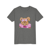 Kids Pink Bulldogs Youth Tee Shirt, Bella Canvas Short Sleeve, Children's Tshirt, Puppy Graphic Top, Girls' Apparel, Cute Bulldog Print Tee