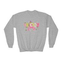 Cute Youth Crewneck Sweatshirt with Holiday Cheer Design, Cozy Pullover for Kids, Christmas Gift, Winter Apparel, Youth Fashion