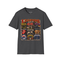 'Legends Never Die' Rock Bands Gildan Soft-style T-Shirt — Nirvana AC/DC Pink Floyd Queen Led Zeppelin Collage