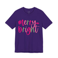 Merry & Bright Adult Unisex Tee, Christmas Shirt, Holiday Tshirt, Festive Apparel, Bella Canvas Shirt