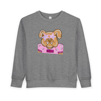 Bulldog with Pink Stars Rabbit Skins Toddler Sweatshirt