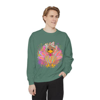 Neon Thanksgiving Turkey Comfort Colors Unisex Crewneck Sweatshirt