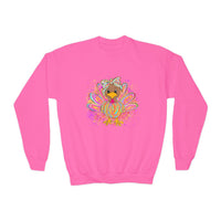 Neon Girly Turkey Thanksgiving Youth Crewneck Sweatshirt