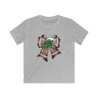 'Green Wave' Glitter Football Bow - Youth Gildan T-shirt