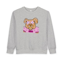 Bulldog with Pink Stars Rabbit Skins Toddler Sweatshirt