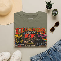 'Legends Never Die' Rock Bands Gildan Soft-style T-Shirt — Nirvana AC/DC Pink Floyd Queen Led Zeppelin Collage