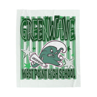 Green Wave West Point High School Velveteen Plush Blanket for Fans & Students