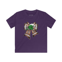 'Green Wave' Glitter Football Bow - Youth Gildan T-shirt
