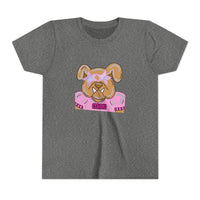 Kids Pink Bulldogs Youth Tee Shirt, Bella Canvas Short Sleeve, Children's Tshirt, Puppy Graphic Top, Girls' Apparel, Cute Bulldog Print Tee