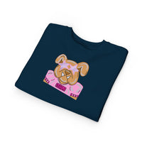 Bulldog with Pink Stars Rabbit Skins Toddler Crewneck Sweatshirt