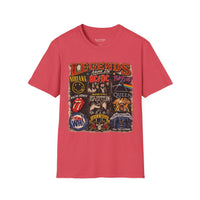 'Legends Never Die' Rock Bands Gildan Soft-style T-Shirt — Nirvana AC/DC Pink Floyd Queen Led Zeppelin Collage