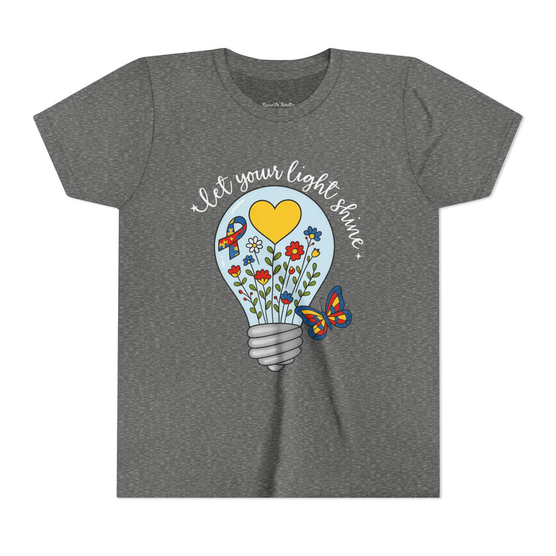 Inspirational Bella Canvas Youth Tee: Let Your Light Shine, Kids T-Shirt, Motivational Gift, Summer Wear, Autism Awareness