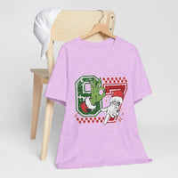 Christmas Retro Checkered Santa and Grinch Tee Six Seven Bella Canvas 3001 Unisex T-shirt Holiday Festive Outfit