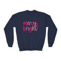 'Merry & Bright' Gildan Youth Crewneck Sweatshirt for Christmas