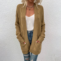 Drizzle Twist Cardigan Sweater Women Mid-length Twisted Rope Cardigan