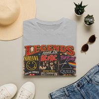 'Legends Never Die' Rock Bands Gildan Soft-style T-Shirt — Nirvana AC/DC Pink Floyd Queen Led Zeppelin Collage