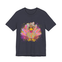 Neon Girly Thanksgiving Turkey Bella Canvas Women's T-Shirt, Unisex Tee, Cute Festival Top, Funny Holiday Shirt, Trendy Turkey Day Apparel