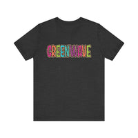 Colorful Green Wave Unisex Tee, Soft Bella Canvas Tshirt for High School Students, Cool Graphic Tee, Trendy Teen Shirt, Vibrant Green Wave