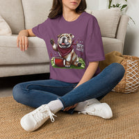 Bulldog Football T-Shirt — Cute Mascot with Scarf & 'Starkville, MS' Sign