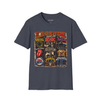 'Legends Never Die' Rock Bands Gildan Soft-style T-Shirt — Nirvana AC/DC Pink Floyd Queen Led Zeppelin Collage
