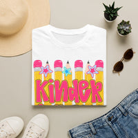 Kindergarten Graphic T-Shirt — Colorful Pencil Back-to-School Tee