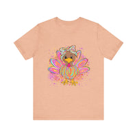 Neon Girly Thanksgiving Turkey Bella Canvas Women's T-Shirt, Unisex Tee, Cute Festival Top, Funny Holiday Shirt, Trendy Turkey Day Apparel