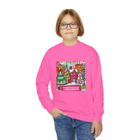 Festive Christmas Cityscape with Customized Zip Code Youth Gildan Crewneck Sweatshirt