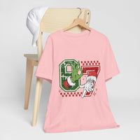 Christmas Retro Checkered Santa and Grinch Tee Six Seven Bella Canvas 3001 Unisex T-shirt Holiday Festive Outfit