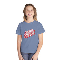 'Oak Hill Raiders' Retro Script Comfort Colors Kids T‑Shirt