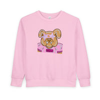 Bulldog with Pink Stars Rabbit Skins Toddler Sweatshirt