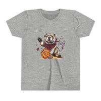Bella Canvas Bulldogs Basketball Youth Tee, Perfect for Sports Lovers, Kids T-Shirt, MSU Bulldogs, Starkville MS