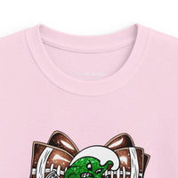 'Green Wave' Glitter Football Bow - Youth Gildan T-shirt
