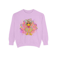 Neon Thanksgiving Turkey Comfort Colors Unisex Crewneck Sweatshirt