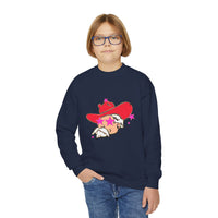 Youth Gildan Crewneck Sweatshirt with Preppy Mascot, Colonel Reb, Ole Miss Rebel Football outfit, College Football, SEC