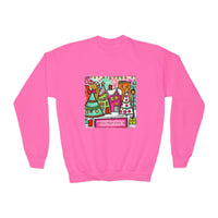 Festive Christmas Cityscape with Customized Zip Code Youth Gildan Crewneck Sweatshirt