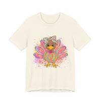 Neon Girly Thanksgiving Turkey Bella Canvas Women's T-Shirt, Unisex Tee, Cute Festival Top, Funny Holiday Shirt, Trendy Turkey Day Apparel