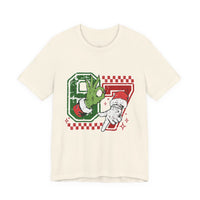 Christmas Retro Checkered Santa and Grinch Tee Six Seven Bella Canvas 3001 Unisex T-shirt Holiday Festive Outfit