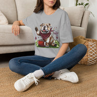 Bulldog Football T-Shirt — Cute Mascot with Scarf & 'Starkville, MS' Sign
