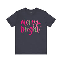 Merry & Bright Adult Unisex Tee, Christmas Shirt, Holiday Tshirt, Festive Apparel, Bella Canvas Shirt