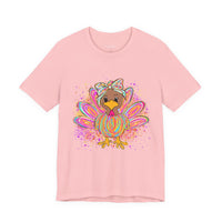 Neon Girly Thanksgiving Turkey Bella Canvas Unisex T-Shirt