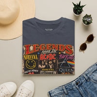 'Legends Never Die' Rock Bands Gildan Soft-style T-Shirt — Nirvana AC/DC Pink Floyd Queen Led Zeppelin Collage