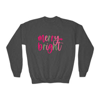 'Merry & Bright' Gildan Youth Crewneck Sweatshirt for Christmas