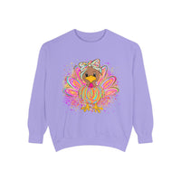 Comfort Colors Women's Sweatshirt Neon Thanksgiving Girly Turkey, Cute Thanksgiving Unisex Sweatshirt, Cozy Fall Thanksgiving Jumper, Unique