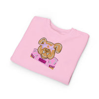 Bulldog with Pink Stars Rabbit Skins Toddler Crewneck Sweatshirt