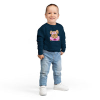 Bulldog with Pink Stars Rabbit Skins Toddler Crewneck Sweatshirt