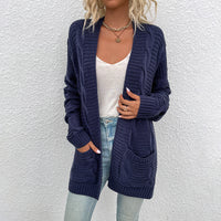 Drizzle Twist Cardigan Sweater Women Mid-length Twisted Rope Cardigan